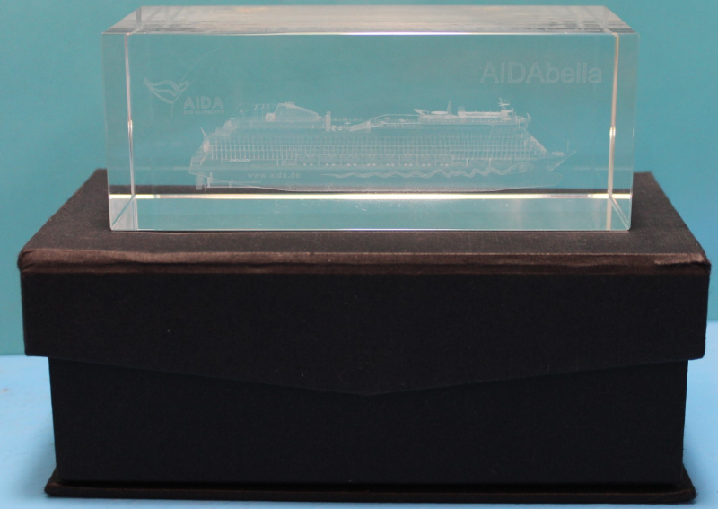 AIDAbella Kreuzfahrtschiff als 3 D Laser Glasblock (1 St.)